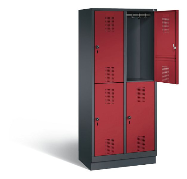 C+P Spind doppelstöckig Evolo, H1800xB810xT500mm, Farbe: Schwarzgrau / Rubinrot, 48320-22 S10099