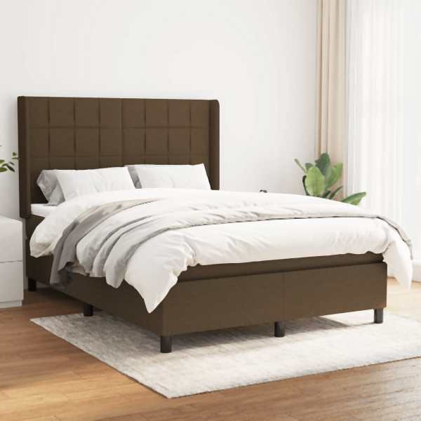 vidaXL Boxspringbett mit Matratze Dunkelbraun 140x190 cm Stoff, 3131428