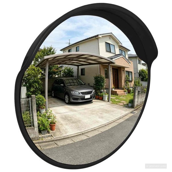 vidaXL Outdoor-Konvex-Verkehrsspiegel Schwarz Ø75 cm Polycarbonat, 42045530