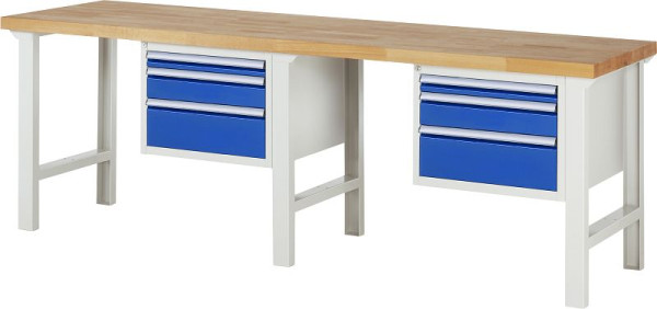 RAU Werkbank Serie 7000 - Baukasten-Bauweise, 6 x Schublade, 2500x840x700 mm, 03-7126A1-257B4S.11