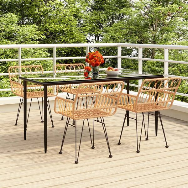 vidaXL 5-teilig Garten-Essgruppe Poly Rattan, 3157848, 8720845818333
