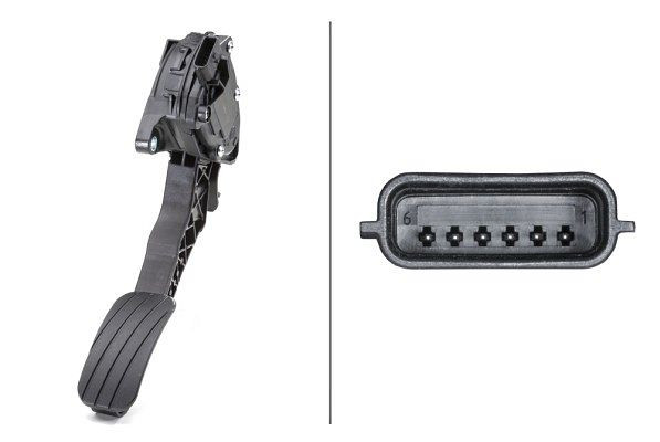 HELLA Sensor, Fahrpedalstellung, für Linkslenker, 6-polig, Automatikgetriebe, 6PV 009 978-781