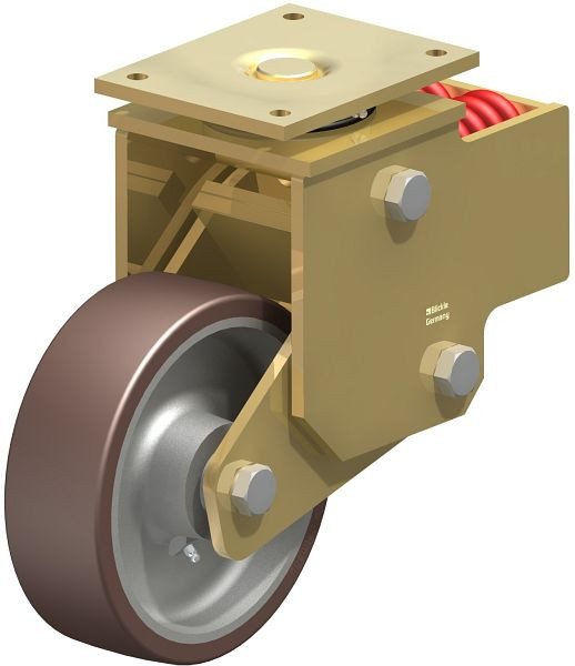 Blickle LSFN-GB 252K-F30 Stahlgeschweißte Schwerlast-Lenkrolle mit Stahlfeder, Blickle Besthane®, Braun, 755401