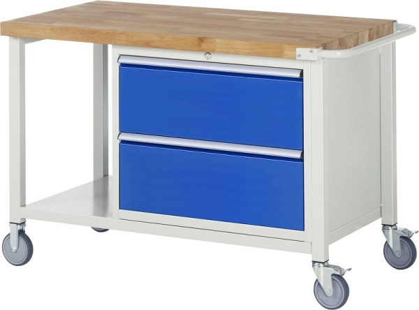 RAU Fahrbare Werkbank 8000 - Modell 8255, B1250 x T700 x H880 mm, mit 2 Schubladen, 15-8255A6-127B4S.11
