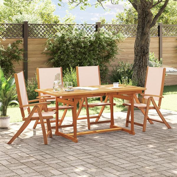 vidaXL 5-teilig Garten-Essgruppe Massivholz Akazie und Textilene, 3279282