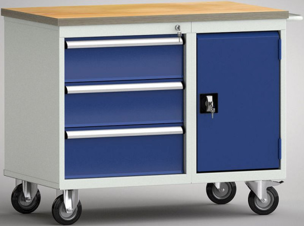 KLW Profi-Werkbank - 1000 x 620 x 840 mm L x T x H ohne Rückbrett, L: 2x175EA/200EA; R: Tür, WP824N-1000M30SE1001