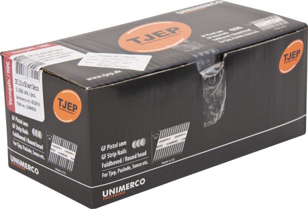 TJEP DE 25/50 Rillennagel, feuerverzinkt, Decra, Schwarz, Handy-Box 1.200 Stück, GF Nägel, 833051