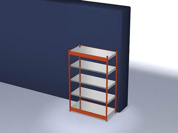 hofe Fachboden-Grundregal, 2000x600x1300 mm, 5 Fachebenen, verzinkt / RAL 2004, 200 kg Fachlast, 1600 kg Feldlast, einseitige Bedienung, ROG206013ME
