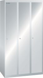 LISTA Garderobenschrank (BxTxH) 900x500x1700mm 3 Abteile Farbe: Lichtgrau, Zylinderschloss, 94.405.020