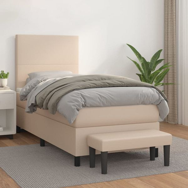 vidaXL Boxspringbett mit Matratze Cappuccino-Braun 80x200cm Kunstleder, 3137514