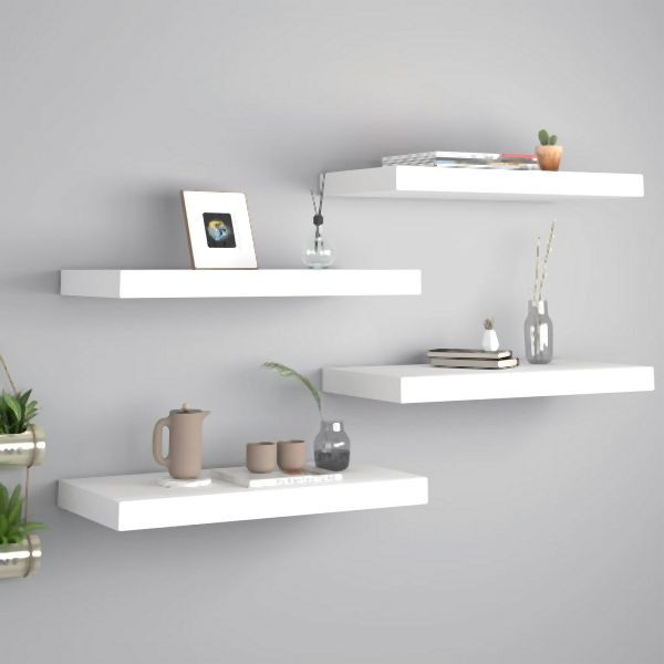 vidaXL Schwebende Wandregale 4 Stück Weiß 50x23x3,8cm MDF, 323810