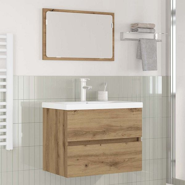 vidaXL Badezimmermöbel Set 3-teilig Eiche handwerklich 60 x 38,5 x 45 cm, 3393503