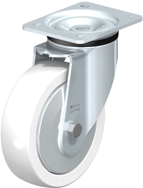 Blickle LK-SPO 175K-FA Stahlblech-Lenkrolle, schwere Ausführung, mit Anschraubplatte, Polyamid, Weiß, 81778