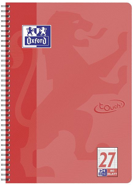 Oxford Collegeblock Touch LIN 27 - A4+, 80 Blatt, 90 g/qm, koralle, 400086493