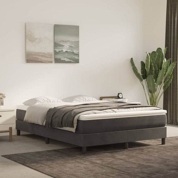 vidaXL Boxspringbett mit Matratze Dunkelgrau 140x200 cm Samt, 3144334