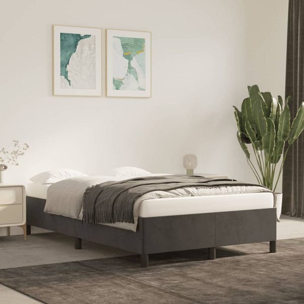 vidaXL Bettgestell Dunkelgrau 120x200 cm Samt, Material: Samt (100% Polyester), Sperrholz, Holzwerkstoff, 347313