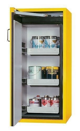 asecos Gefahrstoffschrank G-600-3-FP (one touch), 600 mm, 3 Auszüge, Tür rechts, gelb, 3024300230722