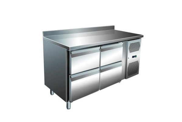 A&S Polarny VIP Kühltisch mit 2 x 2 Schubladen und Aufkantung -2 bis +8°C 1.360x600x960 mm, KT-VIP-600-2-C4A