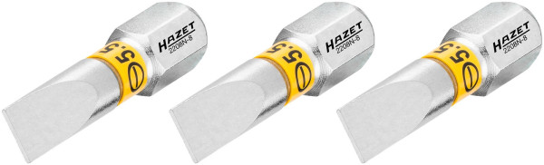 Hazet Bit, Sechskant massiv 6,3 (1/4 Zoll), Schlitz Profil, 0.8 x 5.5 mm, Anzahl Werkzeuge: 3, 2208N-8/3