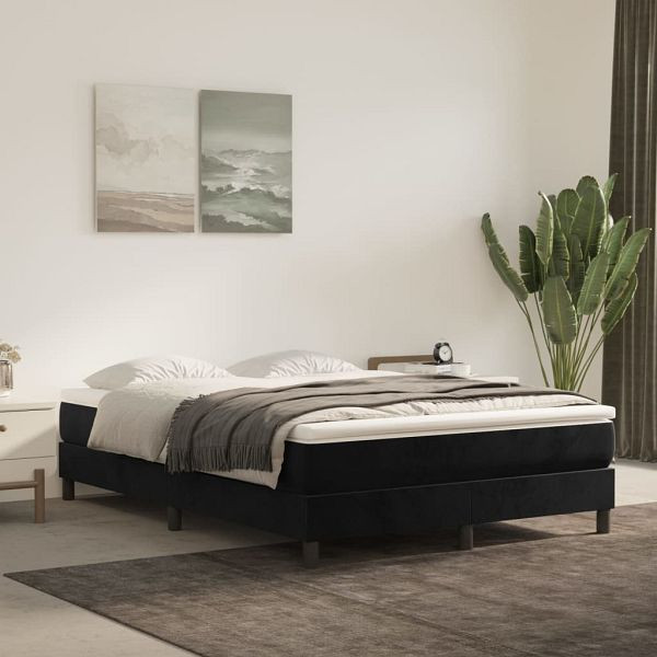 vidaXL Boxspringbett mit Matratze Schwarz 140x200 cm Samt, 3144335