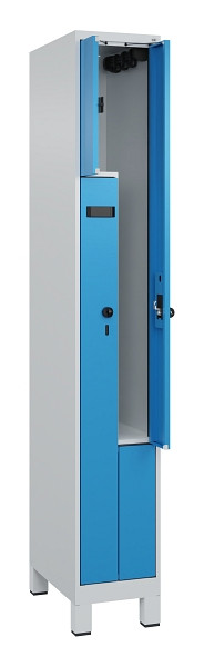 C+P Z-Spind Evolo PLUS, Füße, 2 Fächer, 1950x300x500mm, 7035/5012, Drehriegel, 049013-102 S10001