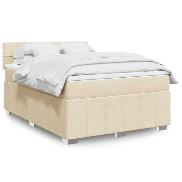 vidaXL Boxspringbett mit Matratze Creme 160x200 cm Stoff, 3289424