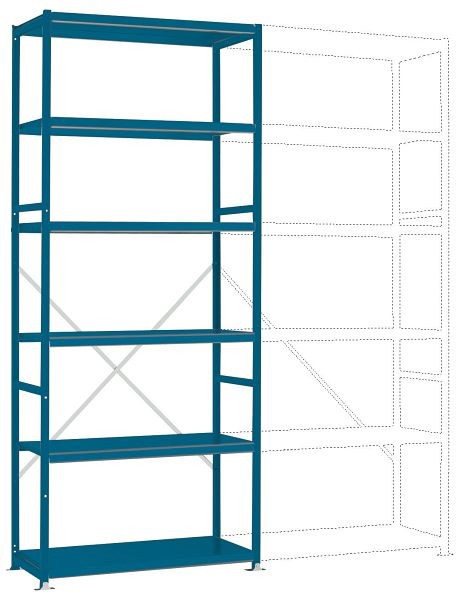Manuflex Fachboden-Steckregal Color Grundregal mit 6 Stahlböden, HxBxT = 2500 x 1030 x 300 mm, brillantblau, RP1251.5007