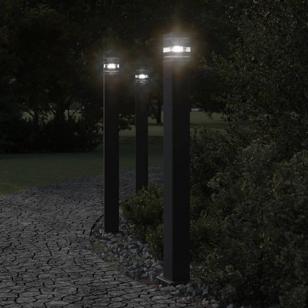 vidaXL Wegeleuchten mit Steckdose 3 Stück Schwarz 110 cm Aluminium, 4006410