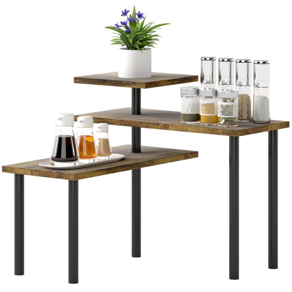 HOMCOM Küchenregal, Drehbar Mikrowellenregal mit 3 Eebenen, Industrielles Standregal Metall, 40 x 18 x 36,5 cm, 801-399V90DW