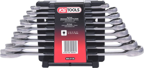 KS Tools Edelstahl Ringmaulschlüssel-Satz, abgewinkelt, 9-teilig, 964.0135