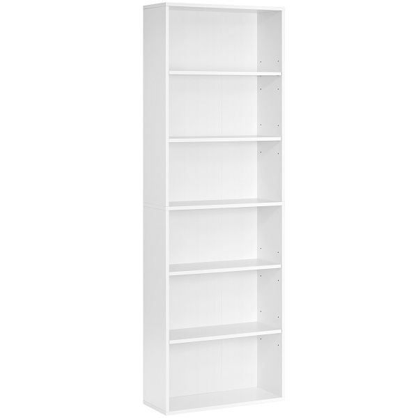 VASAGLE 6-stöckiges Bücherregal, Aufbewahrungsregal für Wohnzimmer, Büro, Schlafzimmer, Studie, skandinavischer Stil, 24 x 60 x 178,5 cm, weißer, LBC169T14