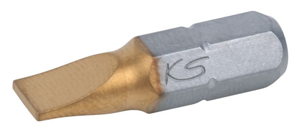 KS Tools 1/4" TiN Bit Schlitz, 25mm, 4mm, VE: 5 Stück, 911.2621