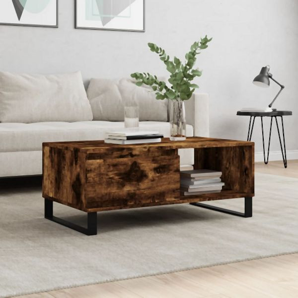 vidaXL Couchtisch Räuchereiche 90x50x36,5 cm Holzwerkstoff, 830577