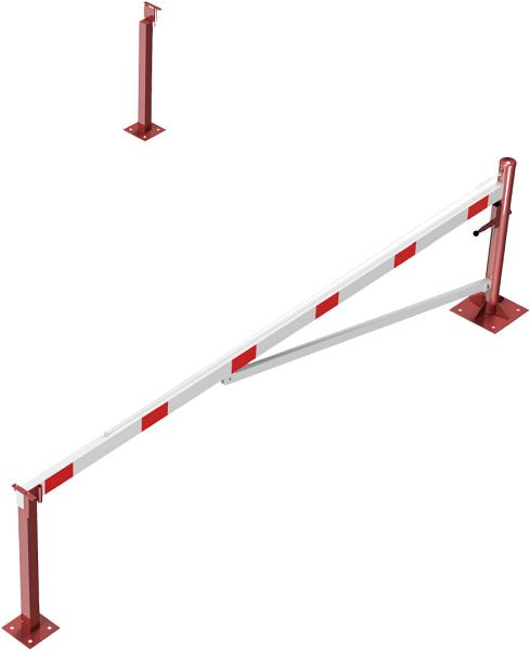 Schake Drehschranke 4,00m, für Vorhangschloss, mit Seilzugverstärkung, Drehpfosten: Ø 102mm, 2 Stück Auflagepfosten 70x70mm, zum Aufduebeln, 4213_40VBP