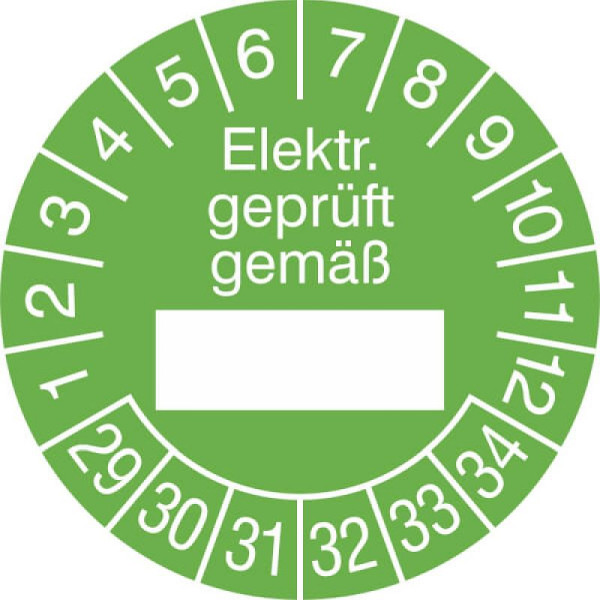 Stein HGS Prüfplaketten mit Jahresfarbe (6 Jahre), grün, 2029-2034, 31.0799-29