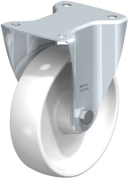 Blickle B-PO 175XR Stahlblech-Bockrolle mit Anschraubplatte, Polyamid, Weiß, 742878