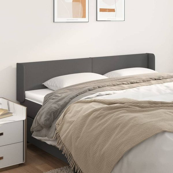 vidaXL Kopfteil mit Ohren Grau 163x16x78/88 cm Kunstleder, 3118588
