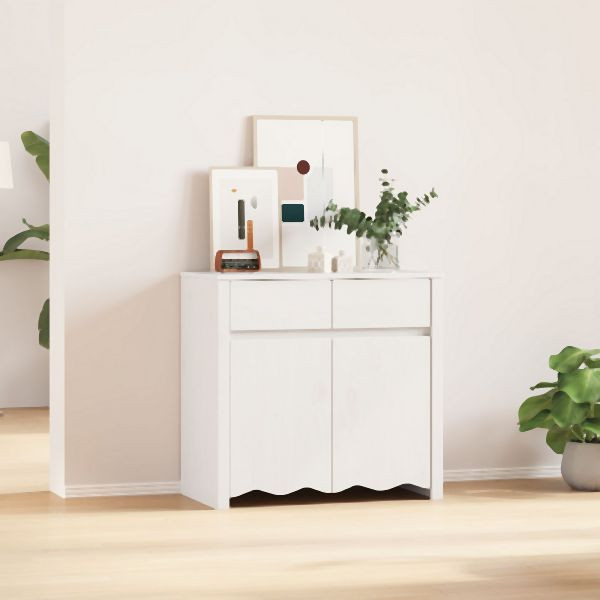 vidaXL Sideboard "DRAMMEN" Weiß 79x43x75,5 cm Massivholz Kiefer, 42003041