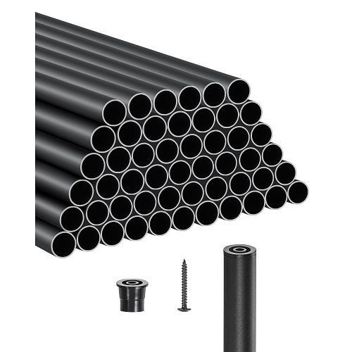 VEVOR Geländerstab 51er-Set, φ19x813 mm Alu-Treppenbaluster, Hohldeckgeländer, mit Kappen/Schrauben, Mattschwarz, YXKLGZL51G32YUGV2V0