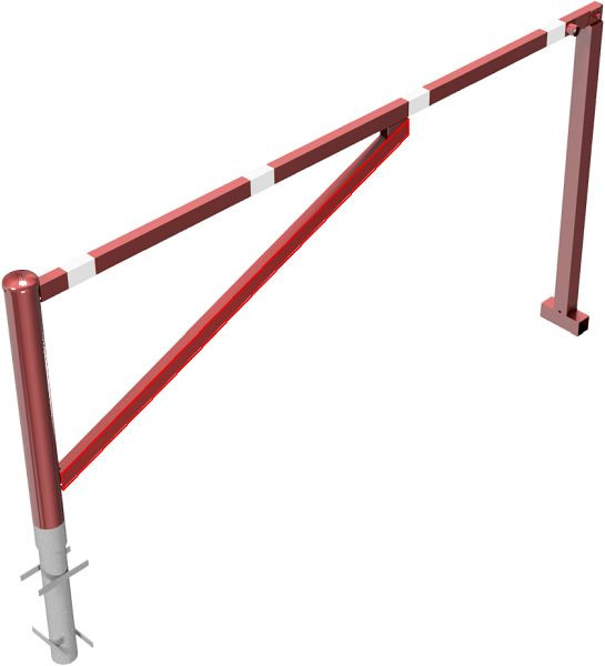 Schake Drehschranke, zum Einbetonieren, feuerverzinkt und rot beschichtet, lichte Weite: 2500 mm, mit Dreikantverschluss, 413_250FB