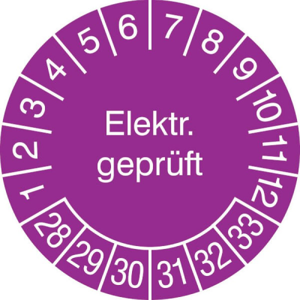 Stein HGS Prüfplaketten mit Jahresfarbe (6 Jahre), violett, 2028-2033, 31.3654-28