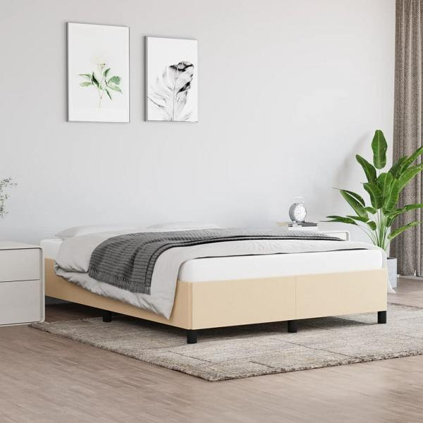 vidaXL Bettgestell Creme 140x200 cm Stoff, Polyester, 347071