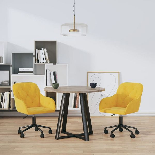 vidaXL Esszimmerstühle 2 Stück Drehbar Gelb Samt, 3103428