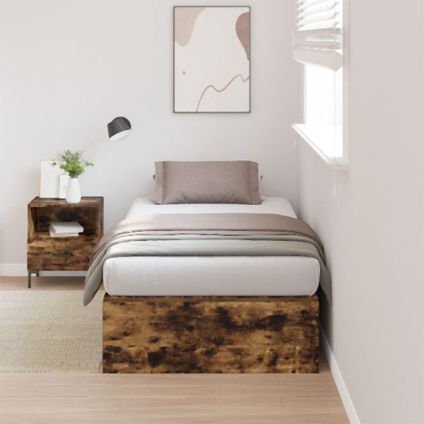 vidaXL Stauraum Bettgestell Rauch Eiche 90x190 cm, 3335409