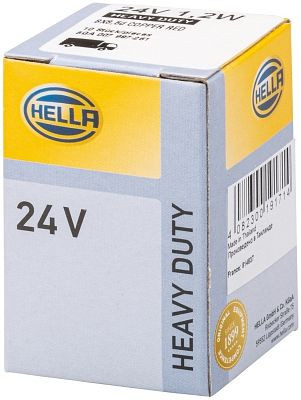 HELLA Halogen-Glühlampe, Sockelglühlampe, Heavy Duty, 24V, 1,2W, Sockelausführung Glühlampe: BX8.5d, Schachtel, 8GA 007 997-261