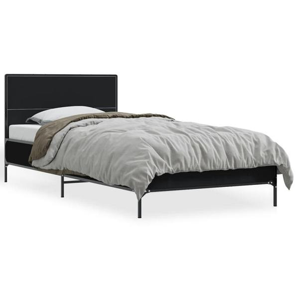 vidaXL Bettgestell Schwarz 90x200 cm Holzwerkstoff und Metall, 845517