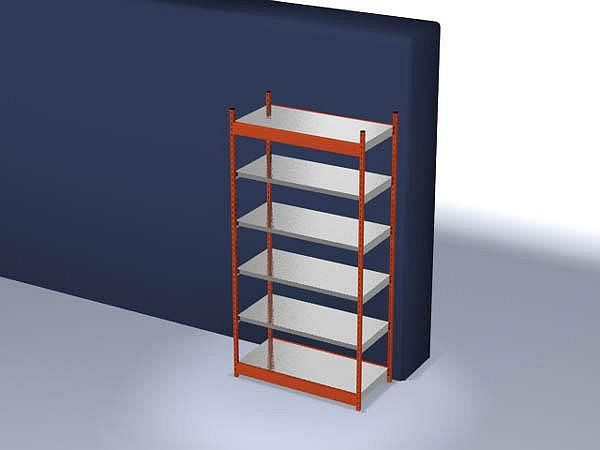 hofe Fachboden-Grundregal, 2500x600x1300 mm, 6 Fachebenen, verzinkt / RAL 2004, 200 kg Fachlast, 1800 kg Feldlast, einseitige Bedienung, ROG256013ME