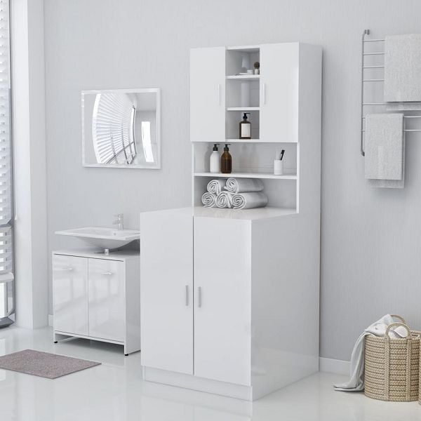 vidaXL Waschmaschinenschrank Hochglanz-Weiß 71x71,5x91,5 cm, 808401