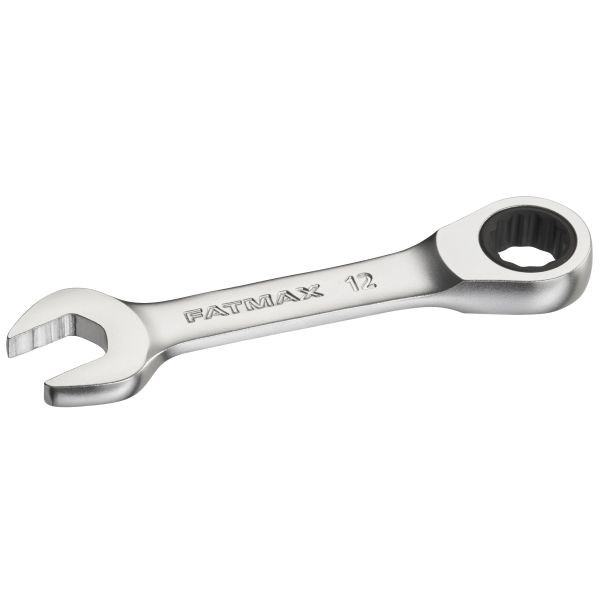 Stanley FATMAX Ringmaulschlüssel mit Ratsche 12 mm, kurze Ausführung, 72 Zähne, 12-Kant, 15° gekröpft, FMMT13109-0