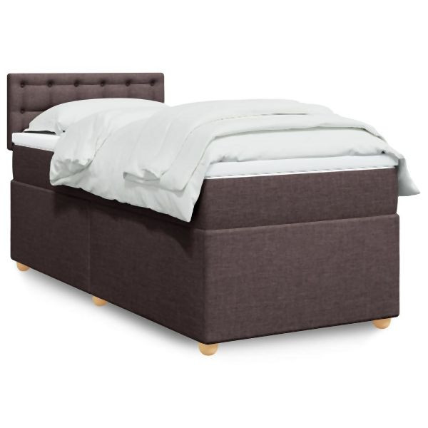 vidaXL Boxspringbett mit Matratze Dunkelbraun 100x200 cm Stoff, 3288908